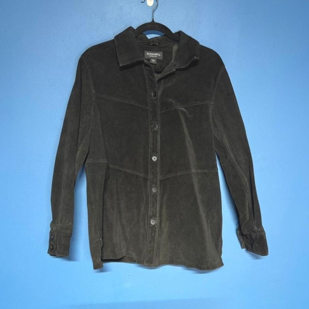 Vintage 90s Black Suede Shacket‎ Women's Size Large Bernardo Collection Leather